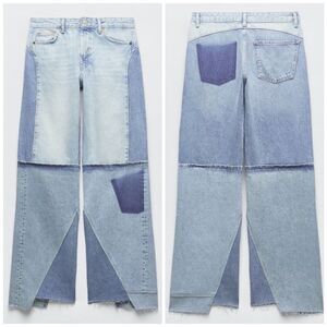 ZARA PATCHWORK LOW-RISE TRF BOYFRIEND JEANS